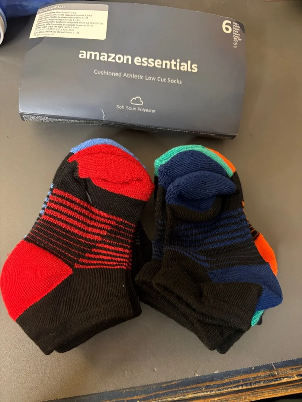 Amazon Essentials Kids’ low cut cushioned Athletic socks (6) NWT #60